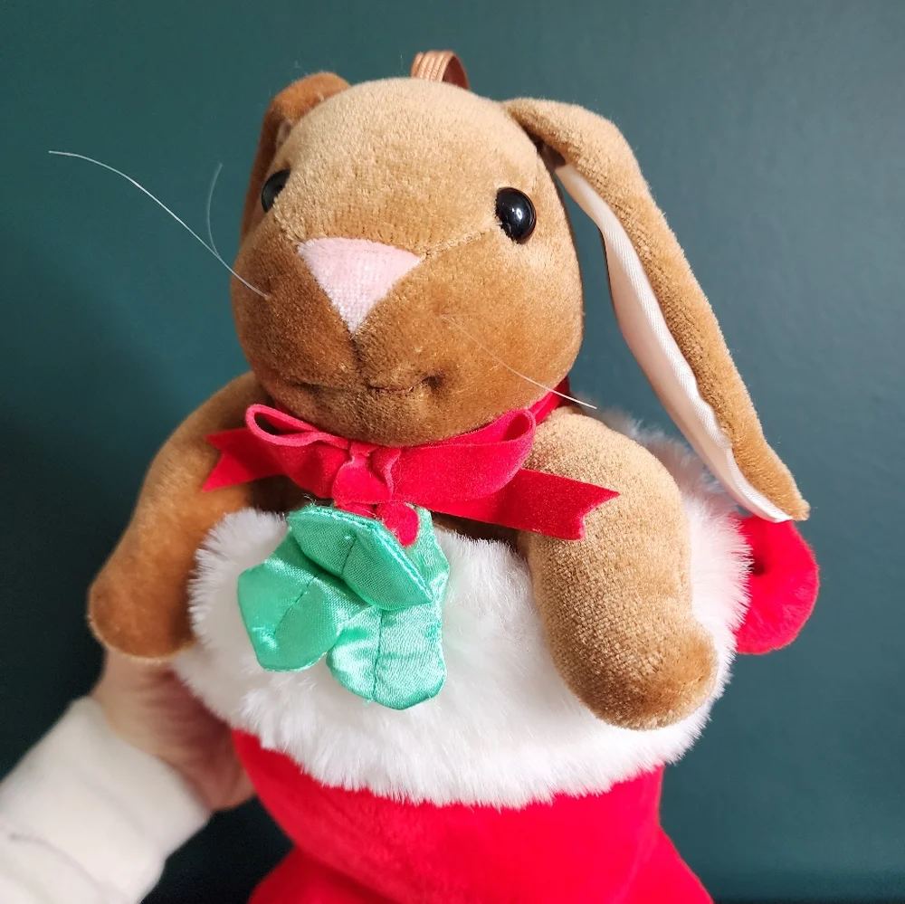 Vintage 1985 Plush Velveteen Rabbit Christmas Stocking Stuffed Animal